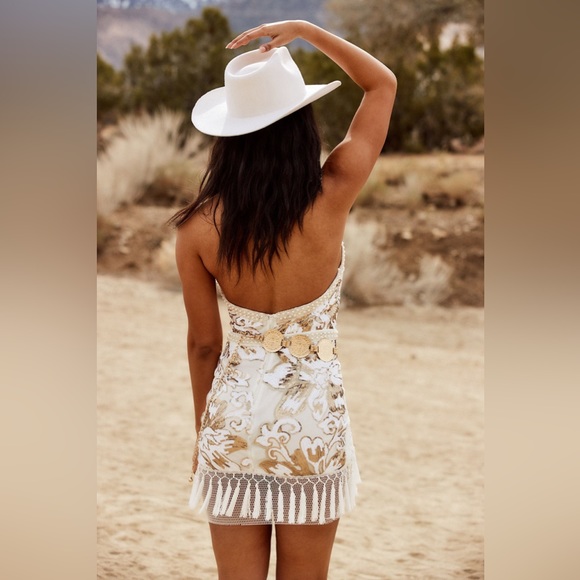 - 12th tribe Like Gold Dust White Sequin
Fringe Dress - Picture 11 of 14